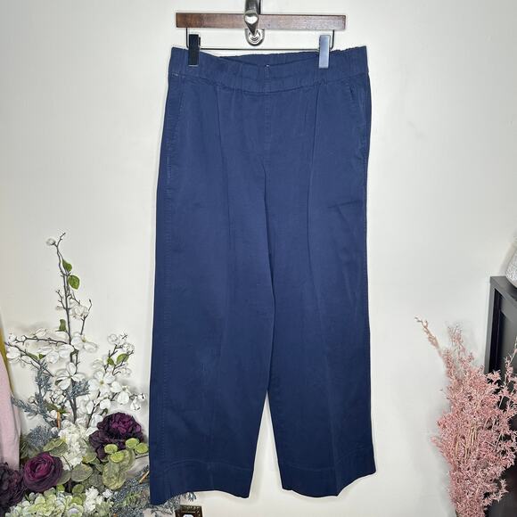 J. CREW Astrid Wide Leg Chino Pant Navy Blue Sz L {G46} - Picture 2 of 6